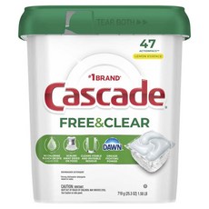 Cascade Free & Clear 洗碗機專用洗滌劑 檸檬香氛 47入, 1個, 719g