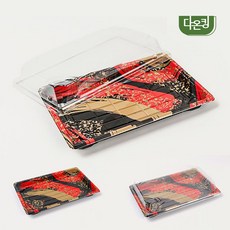 다온킹(소량) 사각 초밥용기 HP-07 흑레드 합세트, 1세트, 50개