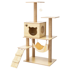 寵星球 木質貓跳台 大型貓跳台 貓咪跳台 貓抓板 貓窩 貓樹, 木紋色, 1個