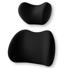 라이드웰 차량용 허리쿠션 목쿠션 세트 메모리폼 등받이, 1개, 시크 블랙