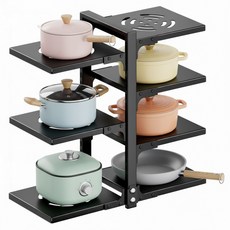 원리버 싱크대 하부장 냄비 후라이팬 정리대, 1개, 올블랙, 7단