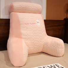 Yellwell 라텍스 아이스 실크 허리 쿠션 침대 등받이 허리 보호 쿠션 소파 창가 쿠션 학생 기숙사 침대 헤드 장시간 앉아 있는 사람을 위한 허리 쿠션, 분홍 토끼, 대형 65* 50cm [독립 내부 라이너 고중량], 1개