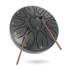 Well Origin 슬릿 드럼 텅 드럼 6인치 11음 D줄자 말렛 핑거픽 수납 봉투 포함 타악기 치유 명상 음악치료 요가 릴렉스 (실버)