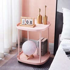 공장 낮은스툴 작업용 황백색 바퀴의자 이동식 탄소강다리, 1개, 104 이동식 사이드 테이블 2칸 핑크