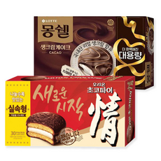 오리온 초코파이 +롯데 몽쉘 카카오 입 대용량, 1.17kg, 24개