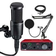 AT2020+스칼렛솔로3세대+굴절스탠드+팝필터+케이블 패키지