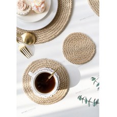 밀짚 라탄 티 코스터 컵받침 냄비받침 11cm ala+14081qt