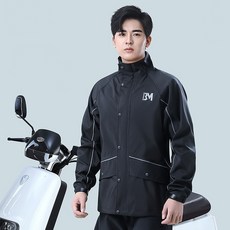 Wiseha 남자 우비 상하의 세트 오토바이 방수 우의 배달 낚시 등산 비옷, 3XL
