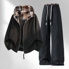 情侶休閒套裝 2026新款寬鬆透氣外套褲子兩件套 春季男女同款潮牌開衫衛衣衛褲