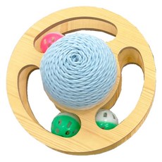 有才寵物商店 小行星劍麻軌道貓玩具 木製逗貓盤 劍麻球 鈴鐺球, 1個, 有喵病 小行星劍麻軌道玩具-小號