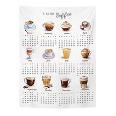 패브릭 포스터 달력 2026년 다양한 크기 디저트 커피 그림, F, 40x32cm