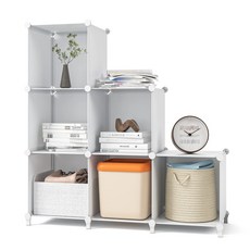 塑料置物架簡易儲物架立方體存儲管理器6格立方體DIY壁櫥書架, 1個, 27