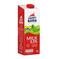 HAPPY BARN 開心牧場全脂保久乳，嚴選乳源，香醇濃郁，獨立包裝，方便攜帶，全家大小都適合, 12箱, 1L