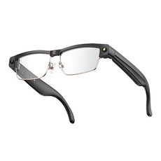 野狼科技 AI智能拍照眼鏡 800W高清攝像頭 1200P防抖錄像 藍牙通話 實時翻譯 語音助手, 透光鏡金框【多功能AI拍攝眼鏡】