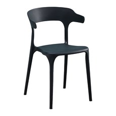 極美家居 電腦椅 靠背椅 化妝椅 塑膠椅 書桌椅, 一體式餐廳牛角椅-承重150公斤-黑色,常規單張價格, 1件