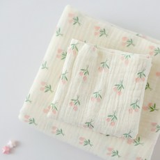 이중 더블 요루 거즈 가제 순면 사각 손수건 스카프빕 대형 42x42cm, 1개, 1개입, [요루] 스프링블룸-미니플라워