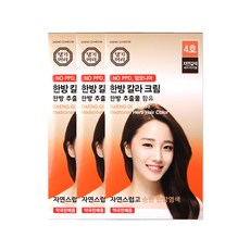 댕기머리염색약 한방칼라크림 4호 자연갈색 3개, 자연 갈색, 1세트