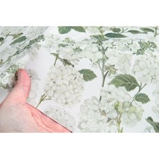 [한국 원단] 은은한 수국 / 흰수국 패턴 / 친환경 OEKO-TEX 인증 항균항염 원단 / 20수 / 반마단위, 1개, White