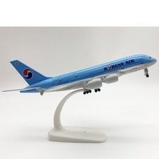 모형 비행기 다이캐스트 대한항공 아시아나 진에어 제주에어 대통령 전용기 에어버스 A380 B737 보잉 피규어 굿즈 모음, 1개, 대한항공A380 기존도장(20cm 바퀴포함))