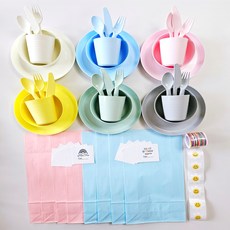 이케아 4종세트(접시 그릇 컵 포크 나이프 수저) 6p, 혼합색상, 1개