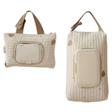 BLULILY 자수 곰 유모차 물티슈 파우치 휴대용 아기 물티슈 홀더 자수 아기 물티슈 보관 가방 여행용, 카키 1, 1