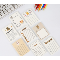 솔로핏 귀요미 메모패드 투두리스트 체크리스트 떡메모지 50매*4개 혼합세트, 곰돌ToDo+곰돌Daily+체크박스+딸기