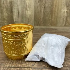 臨時爐方便爐簡易香爐行動拜神初二、十六、開工、拜門口, 1個, 金色合金香爐（直徑約11公分）+爐灰1組
