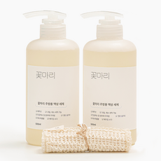 꽃마리 과일채소용 1종 순한 주방세제 2개+수세미 세트 제주허브 저자극 맨손 젖병세제, 500ml