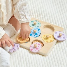 쏠앤샘 공룡알 매칭 퍼즐 원목 꼭지 손잡이 퍼즐 소근육발달, 6피스, 1세트