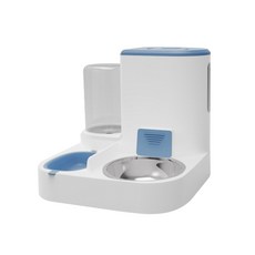 露營中毒本鋪 寵物自動餵食機 寵物餵食器 飲水器 寵物碗 二合一設計 附不鏽鋼碗, 藍色, 1個