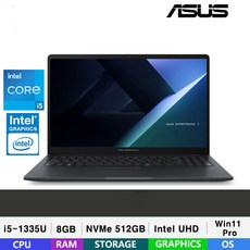 ASUS ExpertBook B1 B1503CVA-S70733X 인텔 i5-1335U. 8GB. 512GB. WIN 11 PRO, WIN11 Pro, 8GB, 512GB, 젠틀그레이