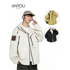 ANYOU 남성 바람막이 봄가을 등산 방수 자켓