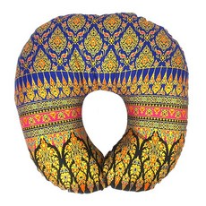 [다오몰] 태국 마사지 U자베개 구멍베개 마사지용품 목베개 쿠션, U자베개 블루계열, 1개