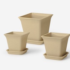 고급스러운 인테리어 화분 세트 3size 대형화분 플라스틱대형화분 분갈이 플분, 가든 사각 화분세트, 3호_브라운, 가든 사각 화분세트