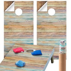 [ 864392 ] 보드용 우드 그레인 콘홀 랩 2개 62.2 x 123.2cm(24.5 48인치) 비닐 데칼 및 가을 축제 카니발 게임 빈백 던지기 스티커 옥수수 구멍 실내, [ 864392 ] 보드용 우드 그레인 콘홀 랩 2개,