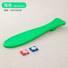 感統訓練器材 兒童腳踩拋接板 平衡板, 綠色 74*17cm 送2個沙包, 1個