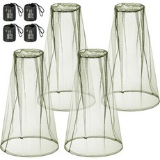 HESTYA 4팩 모기장 그물망 머리 얼굴 목 파리망 후드 야외용 캐리어 가방 포함 그물망 보이지 않음, Army Green