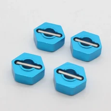 4pcs Aluminum RC Wheel Hex Nut 12MM 1/10 Upgrade Hub Adapter 102042 HSP Seat for 4WD Car Himoto, 04 Blue