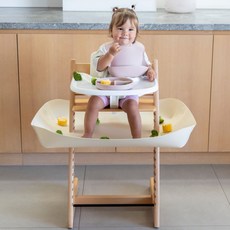 하이체어 푸드캐처 식탁의자 이유식 트립트랩 자기주도 호환, 식기 세트 성장 의자 - 화이트