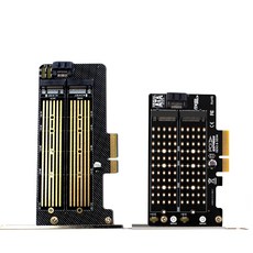 PCI-E X4 M.2 NVMe/SATA 雙碟擴充卡, 1個, 加長版-長擋板(出廠預設配置)
