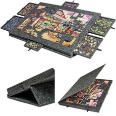 퍼즐 테이블 취미 받침대 수납 서랍 책상 보드판 보관 에스앤지 77x53.6x4.2cm, 1개, 진회색 1500장 90x63x4.2 cm