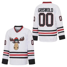 #00 Clark Griswold X-Mas 크리스마스 휴가 남성용 영화 하키 저지 화이트 스티치 화이트. 158804