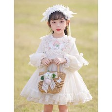 洛麗塔女童公主裙 西班牙宮廷風連衣裙 兒童週嵗寶寶禮服 秋冬款，精緻宮廷風設計，柔軟舒適面料