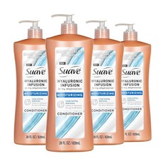 Suave 히알루론산 인퓨전 모이스처라이징 컨디셔너 건조하고 건조한 모발을 위한 오래 지속되는 수분 공급 793.8g(28온스) 펌프 4팩, Suave 히알루론산 인퓨전 모이스처라이징 컨디셔너,, 828ml