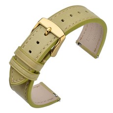 ANNEFIT 골드 버클이 있는 퀵 릴리즈 시계 밴드 22mm - 클래식 오일 왁스 가죽 스트랩 (그린) 163958