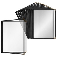 카페 스타일 메뉴 커버 12팩 - 내구성 있는 더블 스티치 가장자리 크리스탈 클리어 비닐 보호 쉬운 삽입 디자인 (2페이지/4뷰 표준 21.6cm x 27.9cm(8.5, 카페 스타일 메뉴 커버 12팩 - 내구성 있는 더블 스