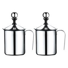 MOJAE 더블 밀크 폼 메이커 우유거품기 800ml, 2개, Stainless Steel