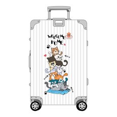 貝貝 卡通可愛動物寵物貓行李箱貼紙 大號旅行箱拉桿箱牆壁汽車裝飾貼畫, 層疊貓2, 1個