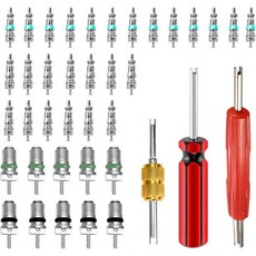 39개 부품으로 구성된 차량용 에어컨 밸브 코어 키트 R12 R134a 냉매 AC 슈레이더 스템 제거 도구 포함 자동차 HVAC 시스템 수리용 종합 세트 범용 호환 235034