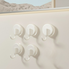 에스엘 다용도 흡착식 후크 걸이, 5개, 밀크화이트